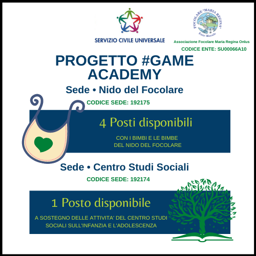 Progetto Game Academy - Servizio Civile Universale Associazione Focolare Maria Regina Onlus